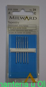 Igły tapestry do gobelinu tępe, stal Milward Coats 24