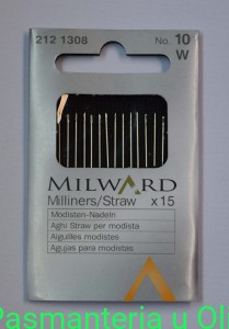 Igły Milliners/Straw dla modystek, stal Milward Coats 10