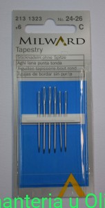 Igły Tapestry tępe do gobelinów, stal Milward Coats 24-26