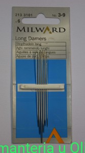 Igły Long Darners do cerowania Milward Coats 3-9