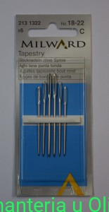 Igły Tapestry tępe do gobelinów, stal Milward Coats 18-22