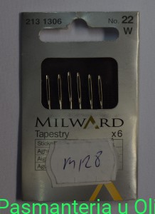 Igły tapestry do gobelinu tępe, stal Milward Coats 22