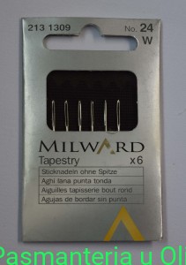 Igły tapestry do gobelinu tępe, stal Milward Coats 24