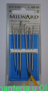Igły krótkie do cerowania, stal Milward Coats 5/0-1/0
