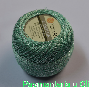 Kordonek Camellia YarnArt miętowy + srebrna nitka 20g - 190m 