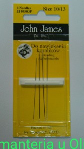 Igły do nawlekania koralików John James 10/13