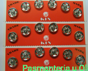 Zatrzaski metalowe srebrne 6 15mm 6szt