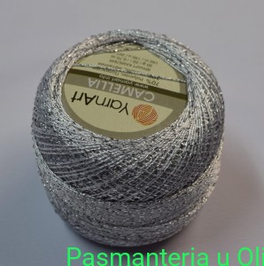 Kordonek Camellia YarnArt biały + srebrna nitka 20g - 190m
